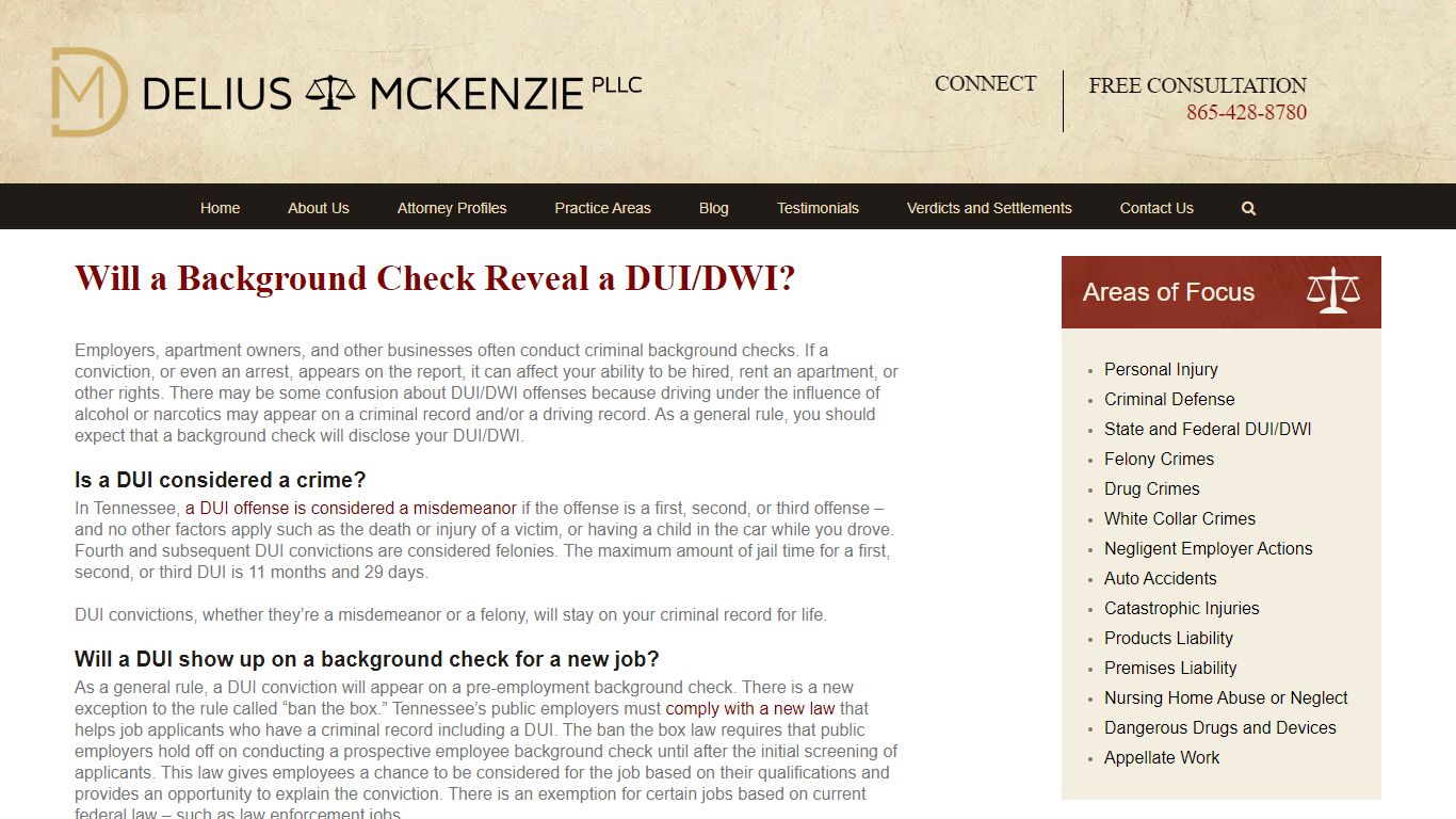Will a Background Check Reveal a DUI/DWI? - Delius & McKenzie, PLLC